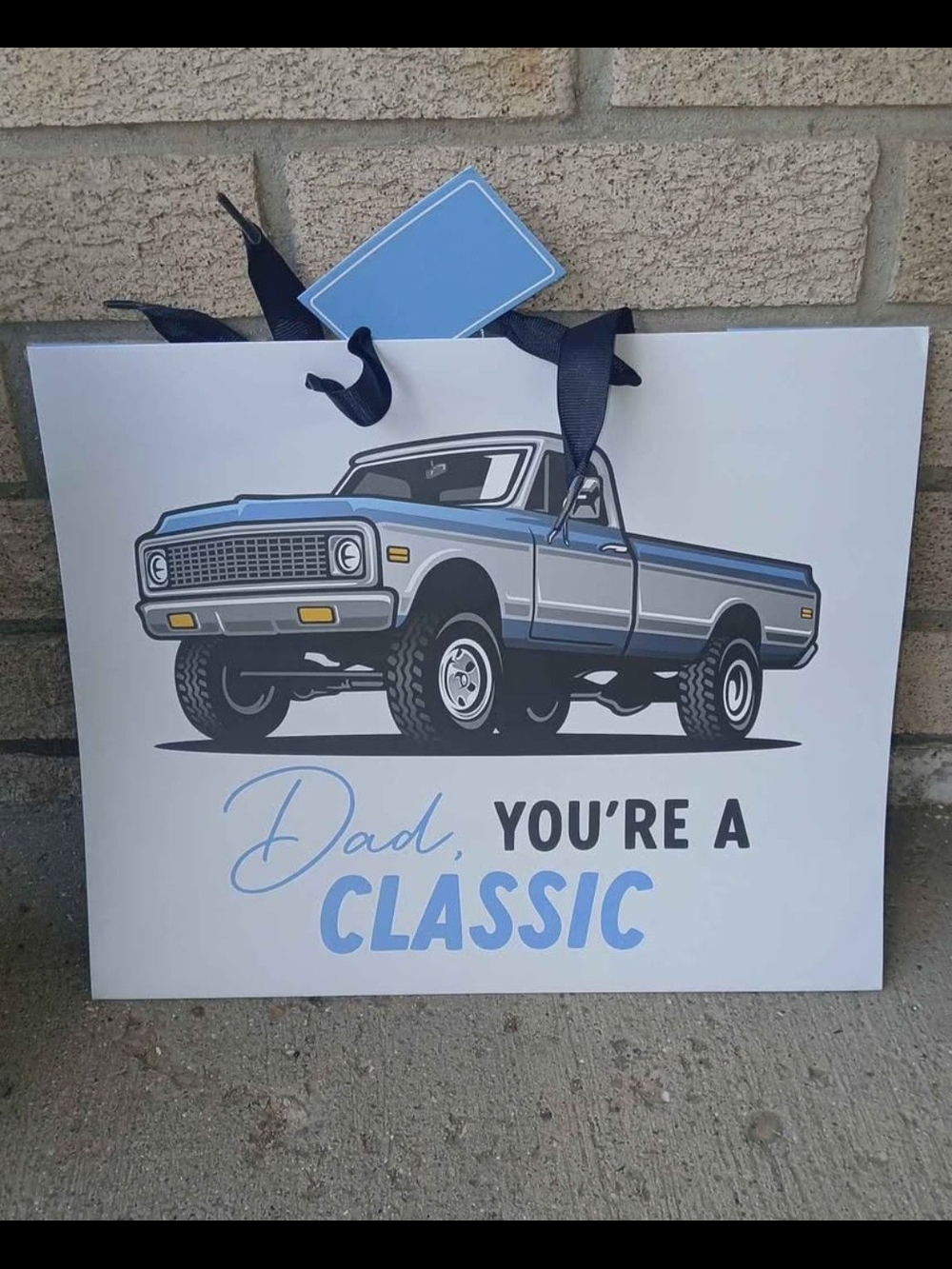 Dad You're A Classic Truck Gift Bag - Light Blue & Navy
